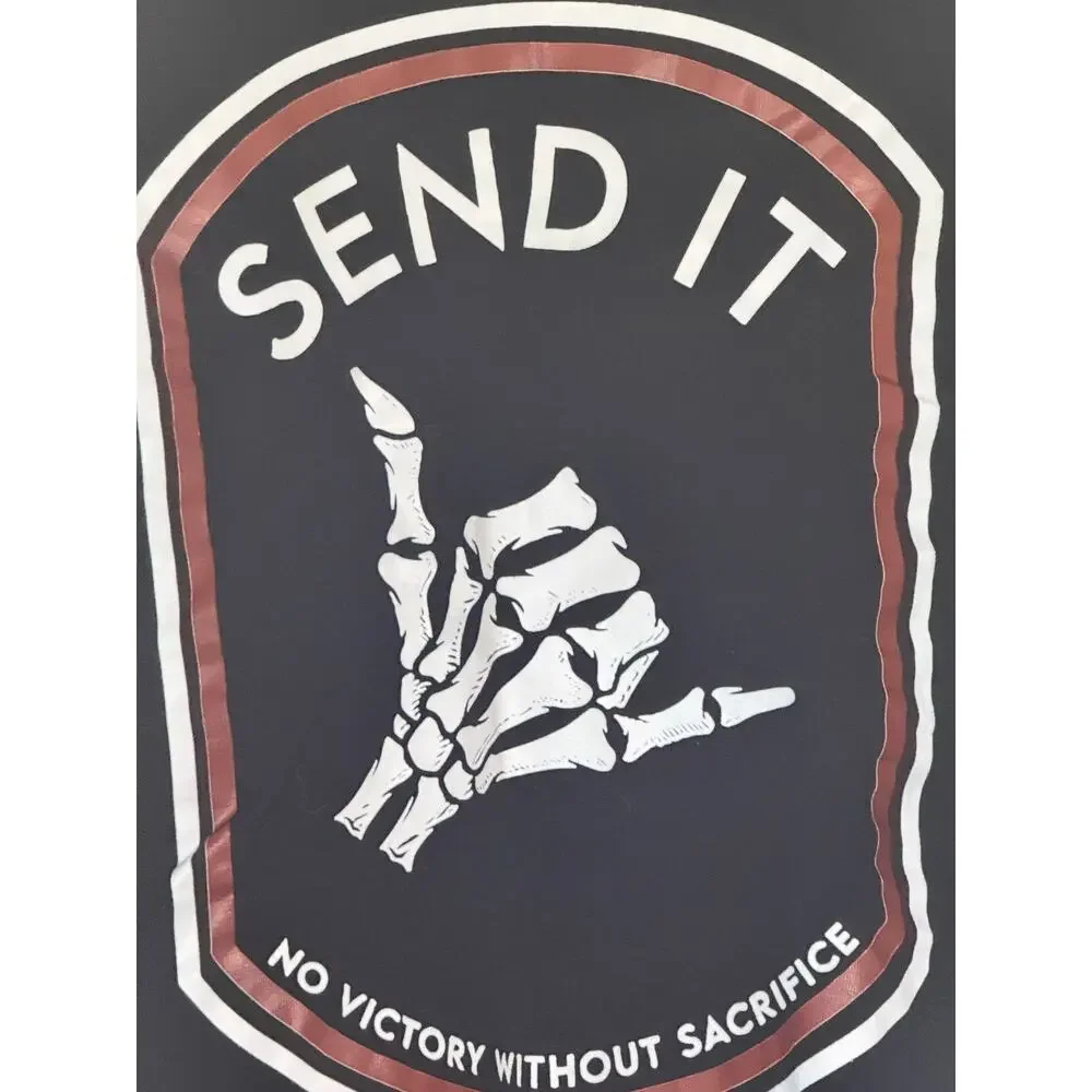 Send It Skeleton Shaka Graphic T Shirt Black Short Sleeve Unisex Skate Surf XL